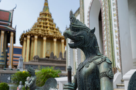 Bronze Nok Tantima mythological statue at Wat Phra Kaew Bangkok