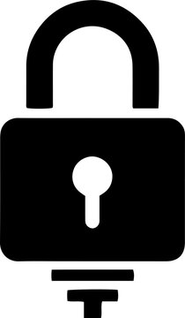 Solid black padlock with a keyhole icon vector design