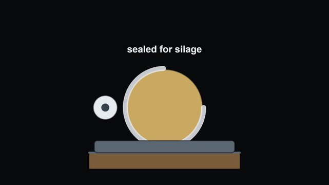 Silage Bale Wrapping Sealed Animated Icon