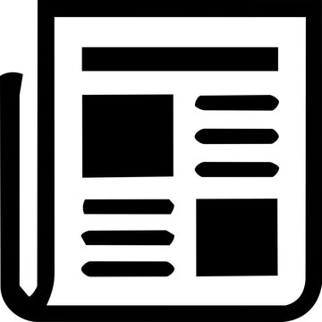 Global Media and Information Literacy concept shown as a minimalist black newspaper icon on clean background