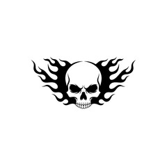 Fototapeta premium Flames Skull Silhouette - Fire and Death Symbol