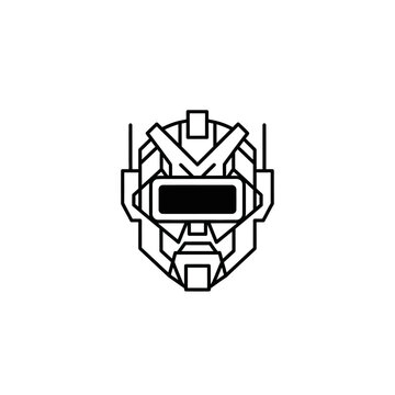 Futuristic robot head icon, geometric, clean lines, android face, AI concept