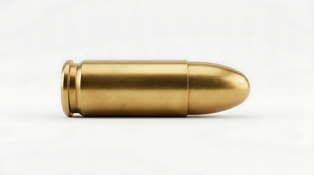 Golden Bullet Isolated Against Clean White Background