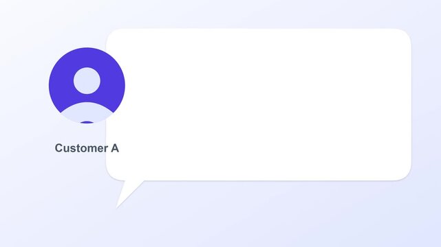 Customer testimonial animation with five star rating