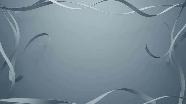 Abstract blue background with wavy silver lines and gradient shading