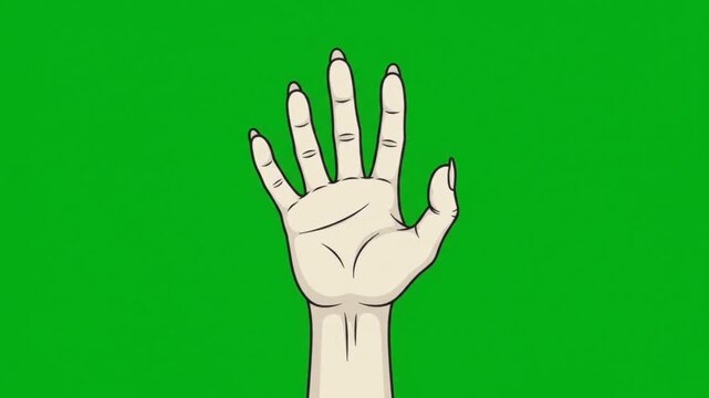 Creepy Halloween hand waving animation chroma key