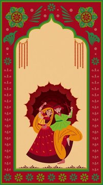 Navratri Beige Grey Modern Illustrative Style Greeting Video Story