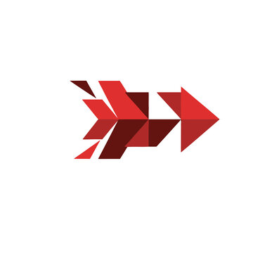 Abstract red arrow made of geometric shapes
