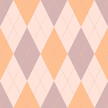Fun pastel autumn color in argyle style seamless pattern ideal for packaging, paper wrap, decoration and textile. Perfect for autumn warm and cozy design.