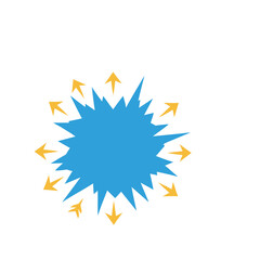 Blue explosion shape with yellow arrows © bensu