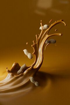 Peanuts with Flowing Peanut Butter 3D Render