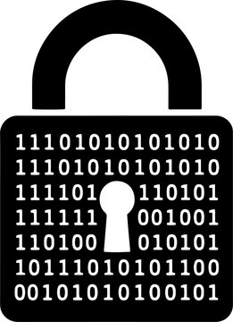 Padlock with binary code pattern and keyhole icon vector design