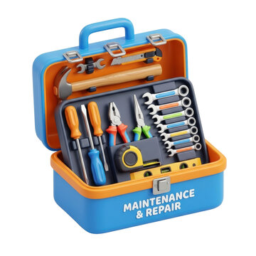 Maintenance repair tool kit isolated on white background