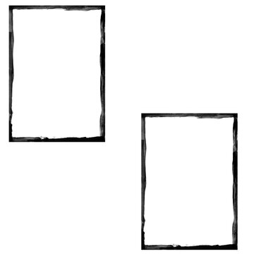 Grunge Brush Frame Set, Two Distressed Rectangles on White Background
