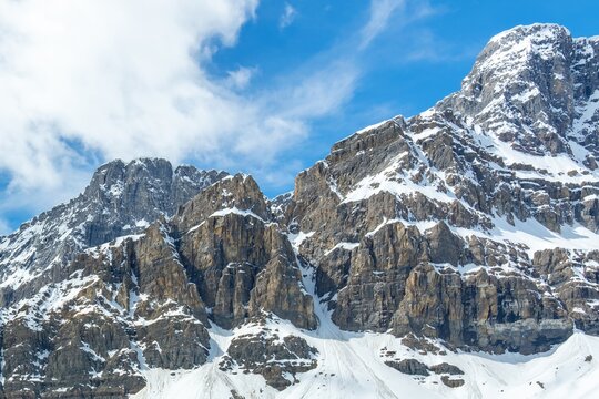 Snowcapped mountain peaks in Banff National Park Canadian Rockies
