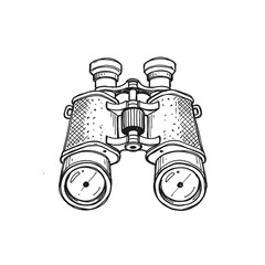 Binoculars optical instrument sketch illustration bird watching equipment for outdoor adventure travel gear design element for explorer and navigation activity theme. © Shadii