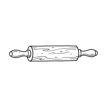Wooden rolling pin sketch illustration kitchen utensil tool for baking dough simple line art drawing icon for culinary bakery shop website design assets now.