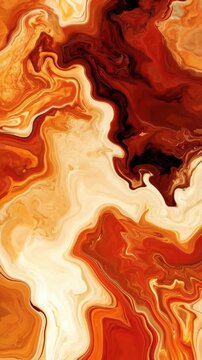 Animated abstract orange brown and cream fluid marble pattern moving in swirls
