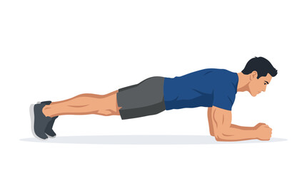 Fototapeta premium Man doing a plank exercise, isolated on transparent background