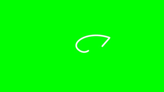 Hand drawn doodle animation of a loopback arrow on green screen