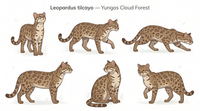 Illustrated Leopardustigris Yungas Cloud Forest Cats Diversity.