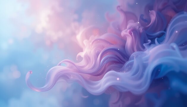 Abstract pastel smoke swirls in blue, pink and purple