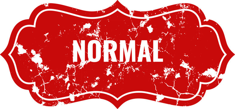 Red grunge normal rubber stamp sticker label with distressed texture on white background