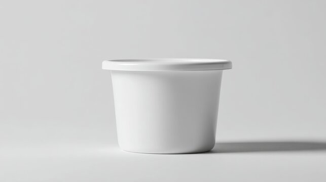 Plain plastic yogurt cup on neutral background