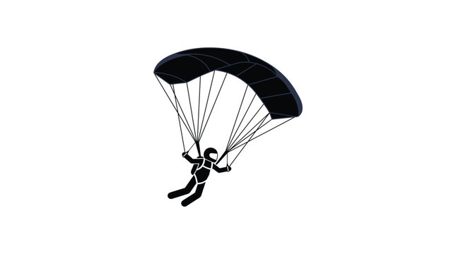 Paraglider vector illustration showing a person flying with large parachute