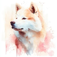 Fototapeta premium Watercolor illustration of a Akita Inu