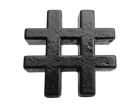 a high quality stock photograph of a black hashtag # isolated on a white background