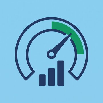 Business growth gauge icon showing a needle pointing to the green success zone