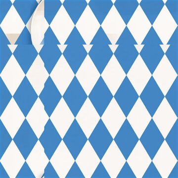 Blue and white diamond pattern background with partial plate visible on left side, seamless geometric design for festive or cultural themes