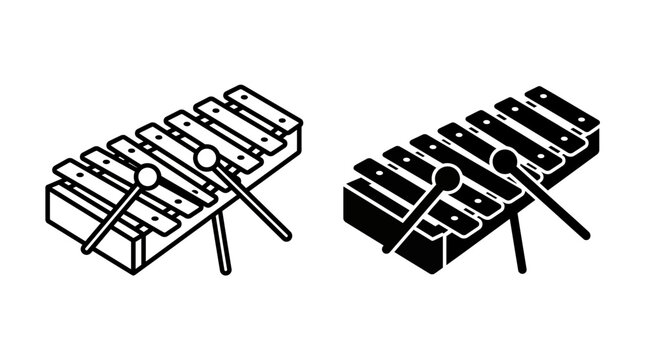 Vector illustration of a xylophone with mallets for music education or entertainment