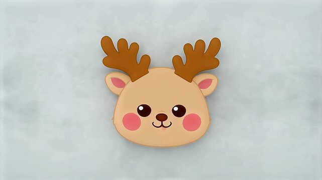 Two cartoon reindeer heads with brown antlers and red cheeks on a white background