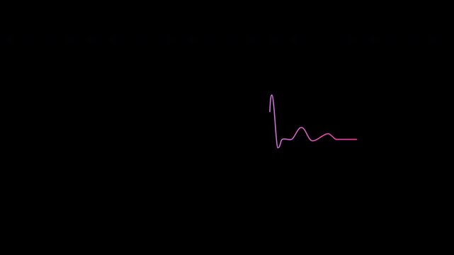 Minimal ECG-style heartbeat line loader drawn with a single SVG path that continuously animates its dash offset, using a cyan and pink gradient for a vibrant pulse effect.