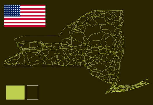 New York State Road Map &ndash; Detailed Highway and Road Network Vector