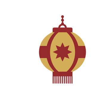Red and gold lantern with star and fringe