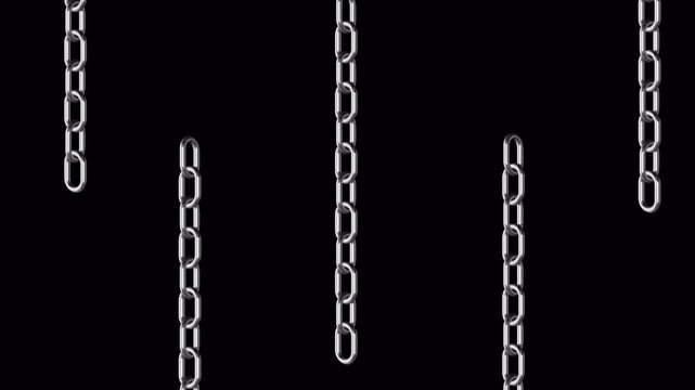 Hanging Silver Metal Chains Animation on Transparent Alpha Channels Background
