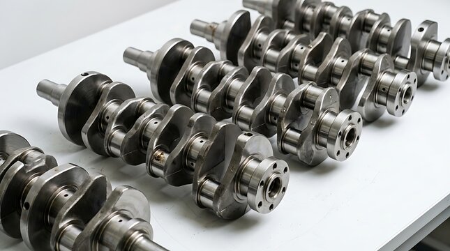 Brand new shiny automotive crankshafts manufactured for high performance vehicle engines