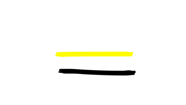 Minimal yellow black stacked horizontal brush stroke artwork on a clean white background, featuring an organic hand-painted mark with subtle irregular edges and a simple isolated composition. This ver
