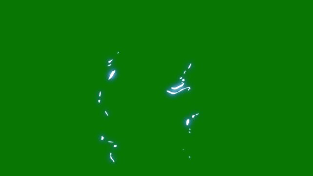 Lightning Energy Effects blue lightning bolts with dynamic thunder strikes on dark backdrop, Multiple lightning bolts on vibrant green screen background.4k animatio