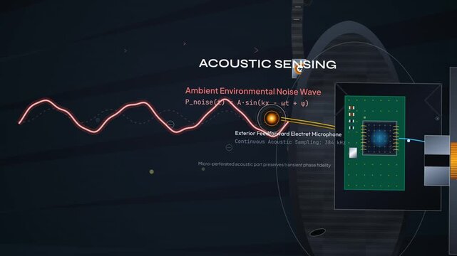 Explainer animation of active noise cancellation technology in headphones illustrating phase inversion acoustic convergence and destructive interference for sound isolation
