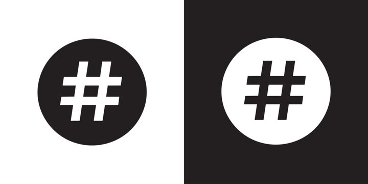 Minimalist Hashtag Vector Icon Silhouette in Circle for Social Media Tag, Trending Topic, Digital Marketing, and Keyword Concept
