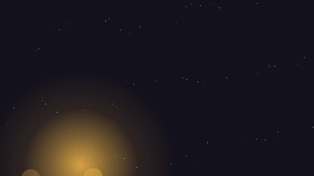 Abstract constellation star map animation with glowing golden sun in dark cosmos night sky