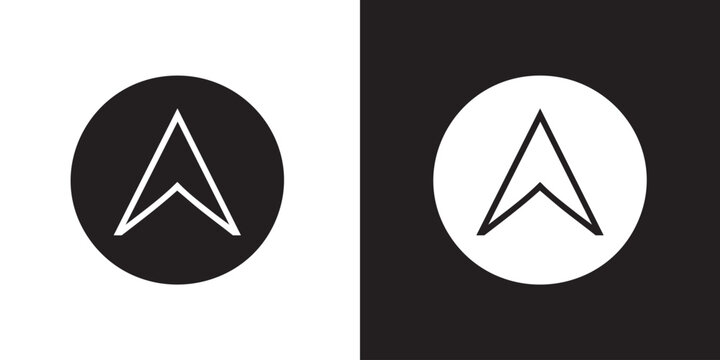 Minimalist Navigation Arrow Pointer Vector Icon Silhouette in Circle for GPS Location, Wayfinding Map Direction, Pointer, and Digital Interface Concept