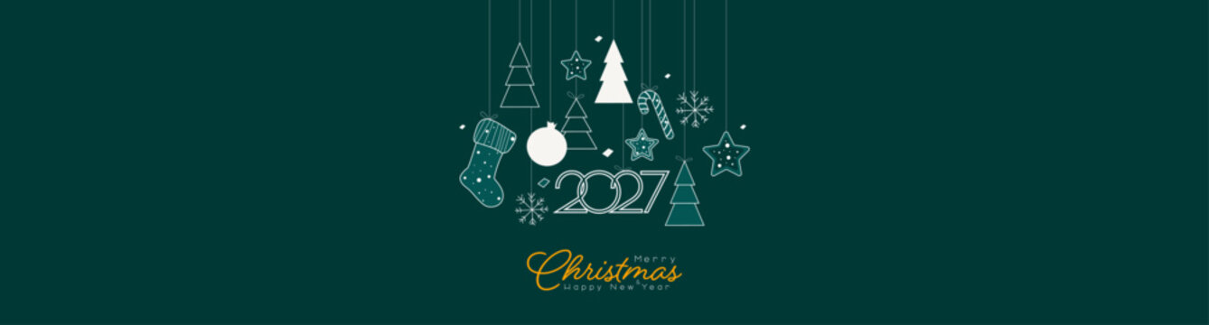 Merry Christmas and Happy New Year 2027 banner.