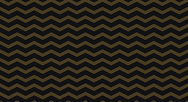 Seamless pattern with golden zigzag lines on a dark black background elegant luxury textile design wallpaper