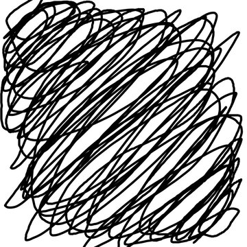 Abstract chaotic tangled lines and messy ink scribble on white background vector