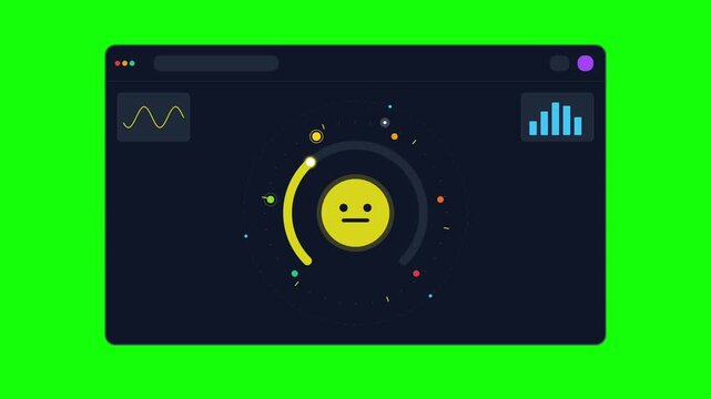 Animated user sentiment dashboard with emojis on green screen